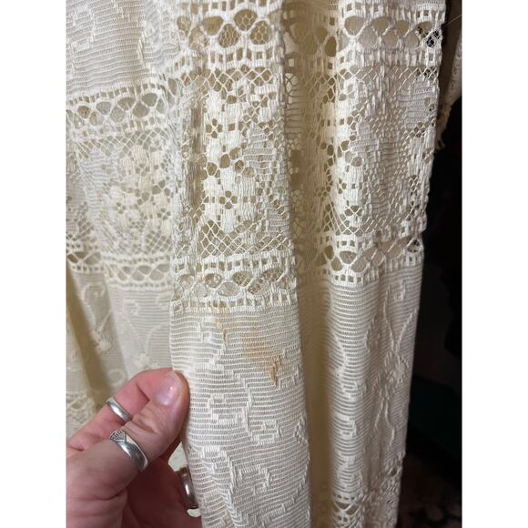 Vintage c. 1970 Emma Domb Boho Mod Prairie Victorian Lace Wedding Dress Davids - Picture 14 of 14